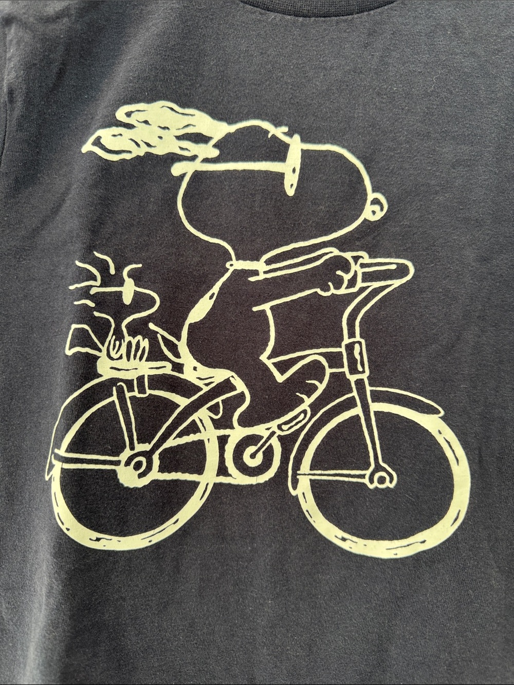 Cyrillus Navy Blue Kids Tee with White Bicycle Cartoon - Picture 2 of 4